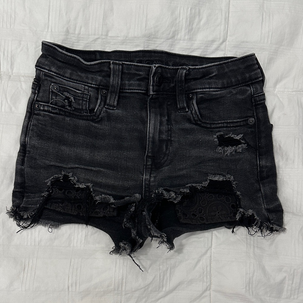 American Eagle Outfitters Black Distressed Jean Shorts